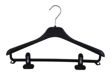 Suit hanger with bar and clips